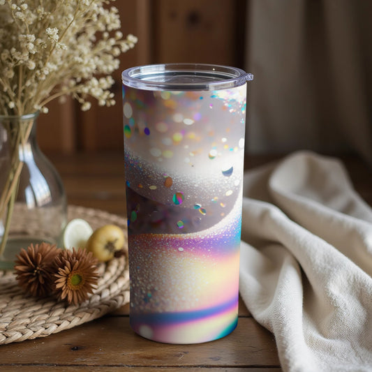 Rainbow Sparkle Tumbler with Glitter Design