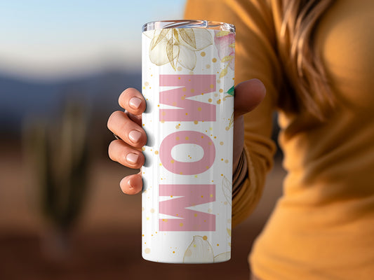 Beautiful Floral MOM Design Insulated Tumbler Cup