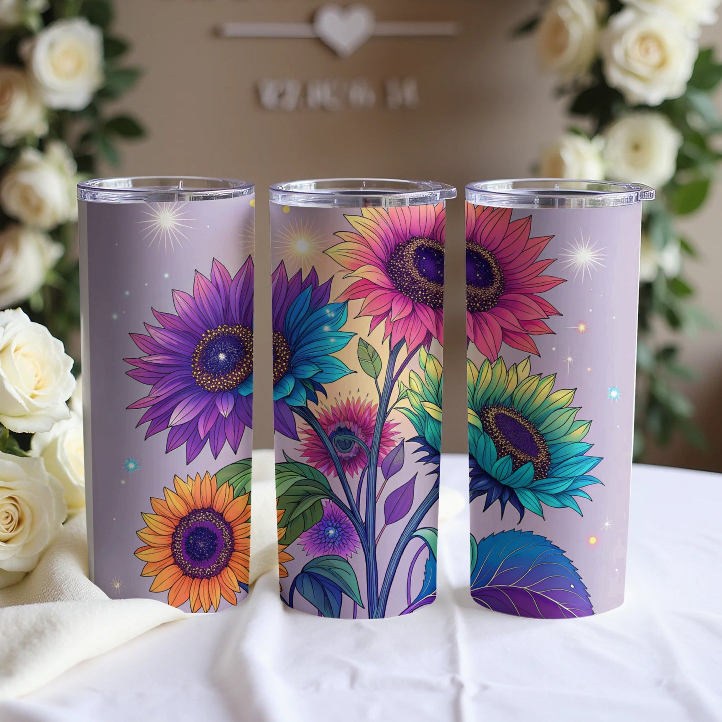 Colorful Sunflower Art Design Insulated Tumbler Product