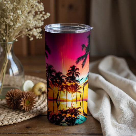 Sunset Tropical Paradise Palm Trees Tumbler