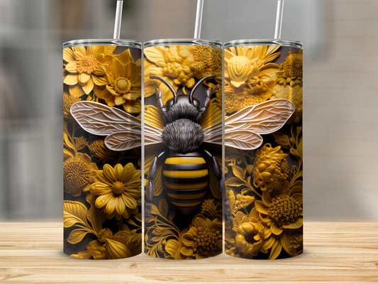 Golden Embossed Flowers Bumblebee Tumbler Artistry product type
