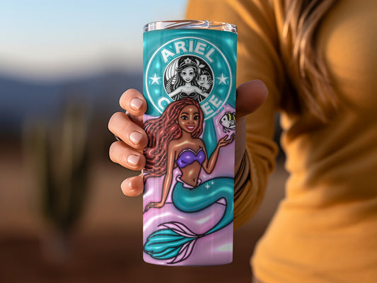 Ariel Coffee Mermaid Design Tumbler