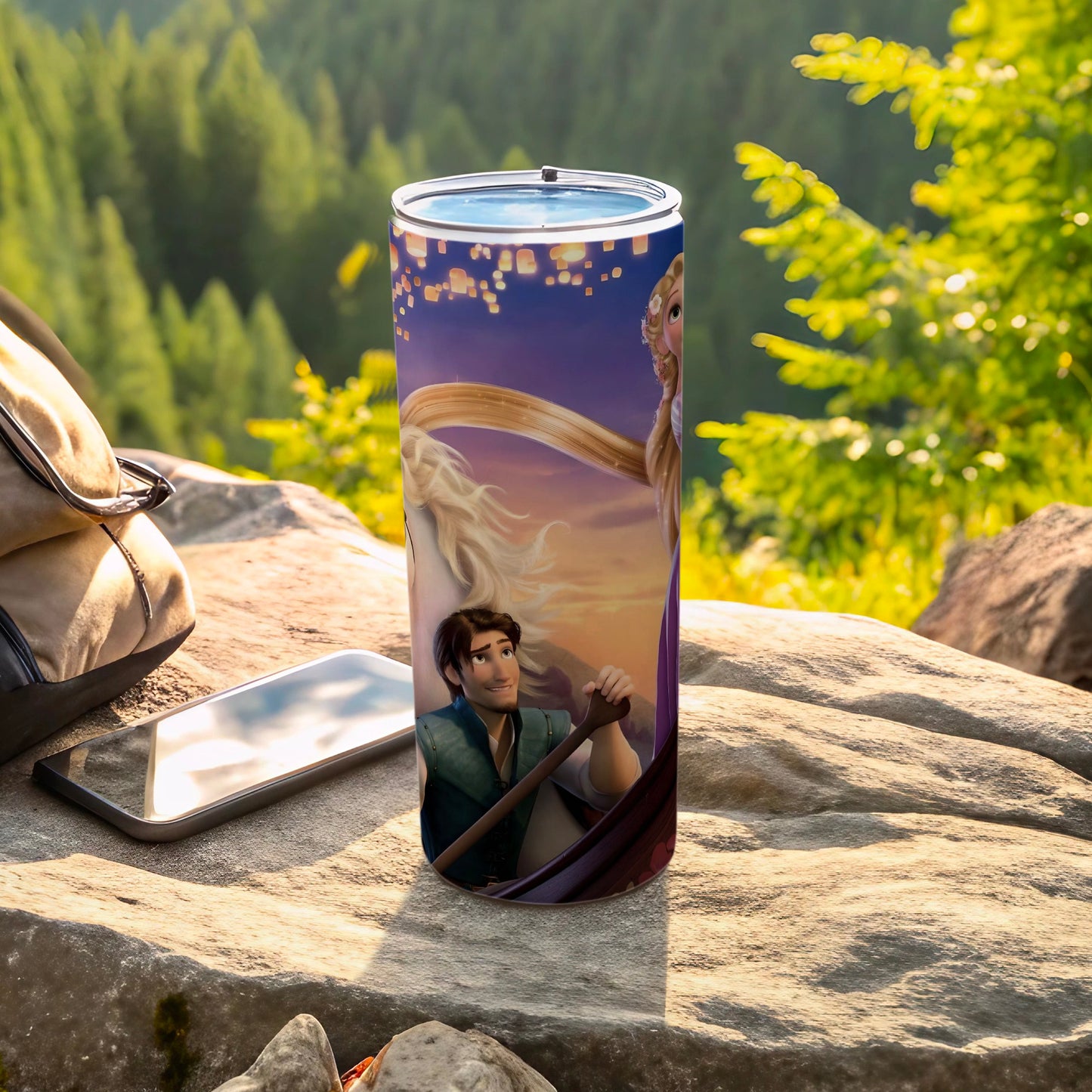 Tangled Inspired Tumbler Cup With Characters Print