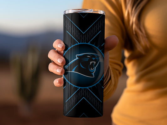 Carolina Panthers Logo Graphic Black and Blue Tumblers