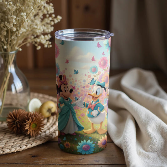 Minnie and Donald Colorful Floral Tumbler Cup