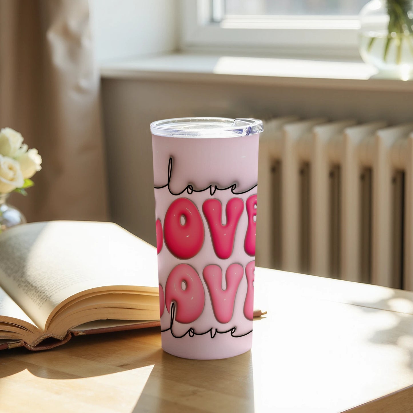 Stylish Pink Love Themed Insulated Tumbler Product