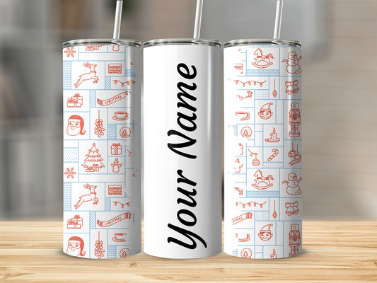 Personalized Christmas Themed Travel Tumbler