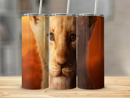 Three tumblers featuring a close-up of Simba from The Lion King.
