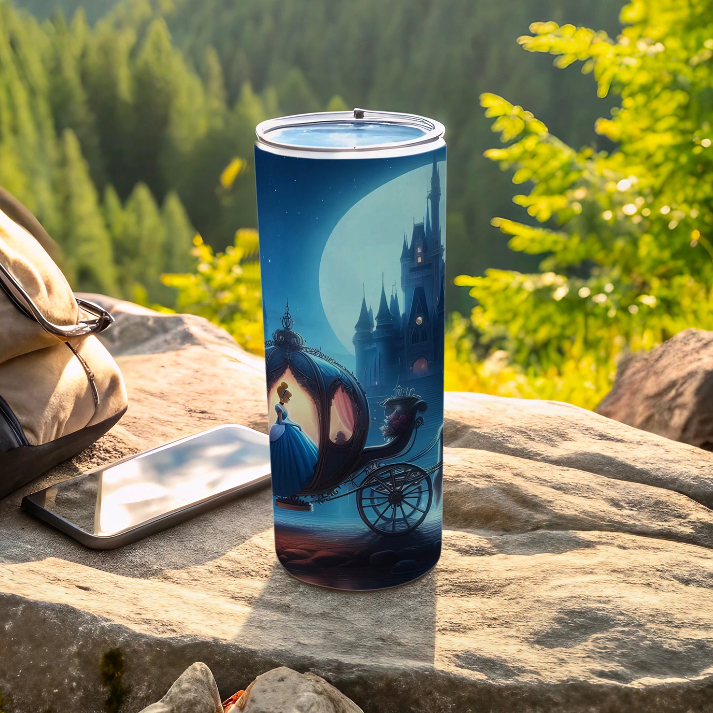 Fairy Tale Carriage and Castle Design Tumbler Cup