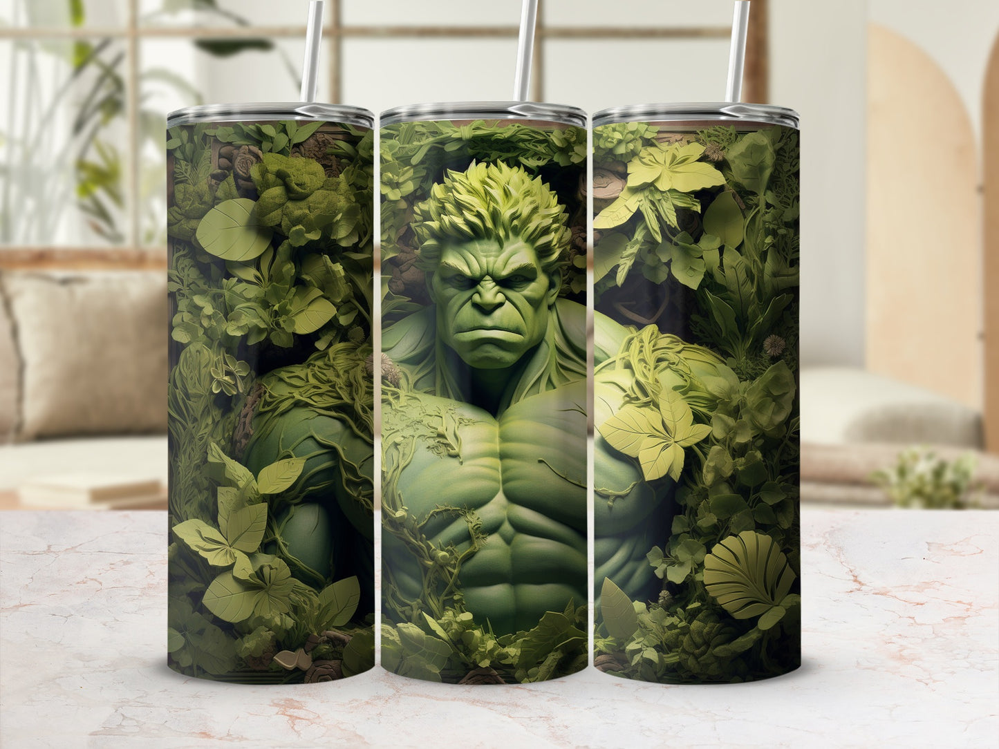 Powerful Green Hero Among Forest Leaves Tumbler