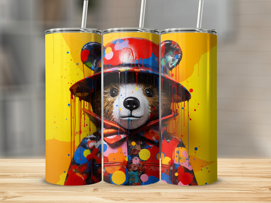 Colorful Bear in a Raincoat Tumbler Cup Design