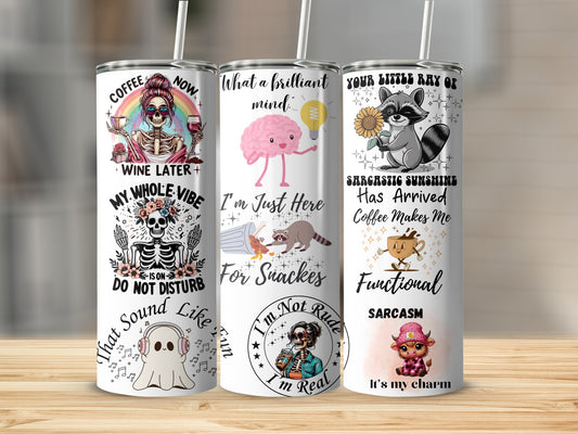 Humorous and Whimsical Insulated Tumbler Set for Coffee Lovers