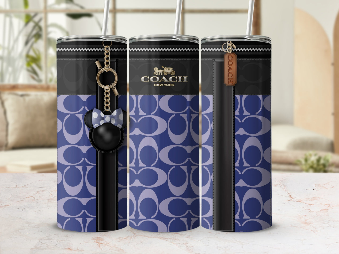Stylish Blue Pattern Coach Design Tumbler