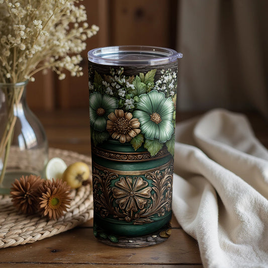 Elegant Floral Design Vacuum Insulated Tumbler