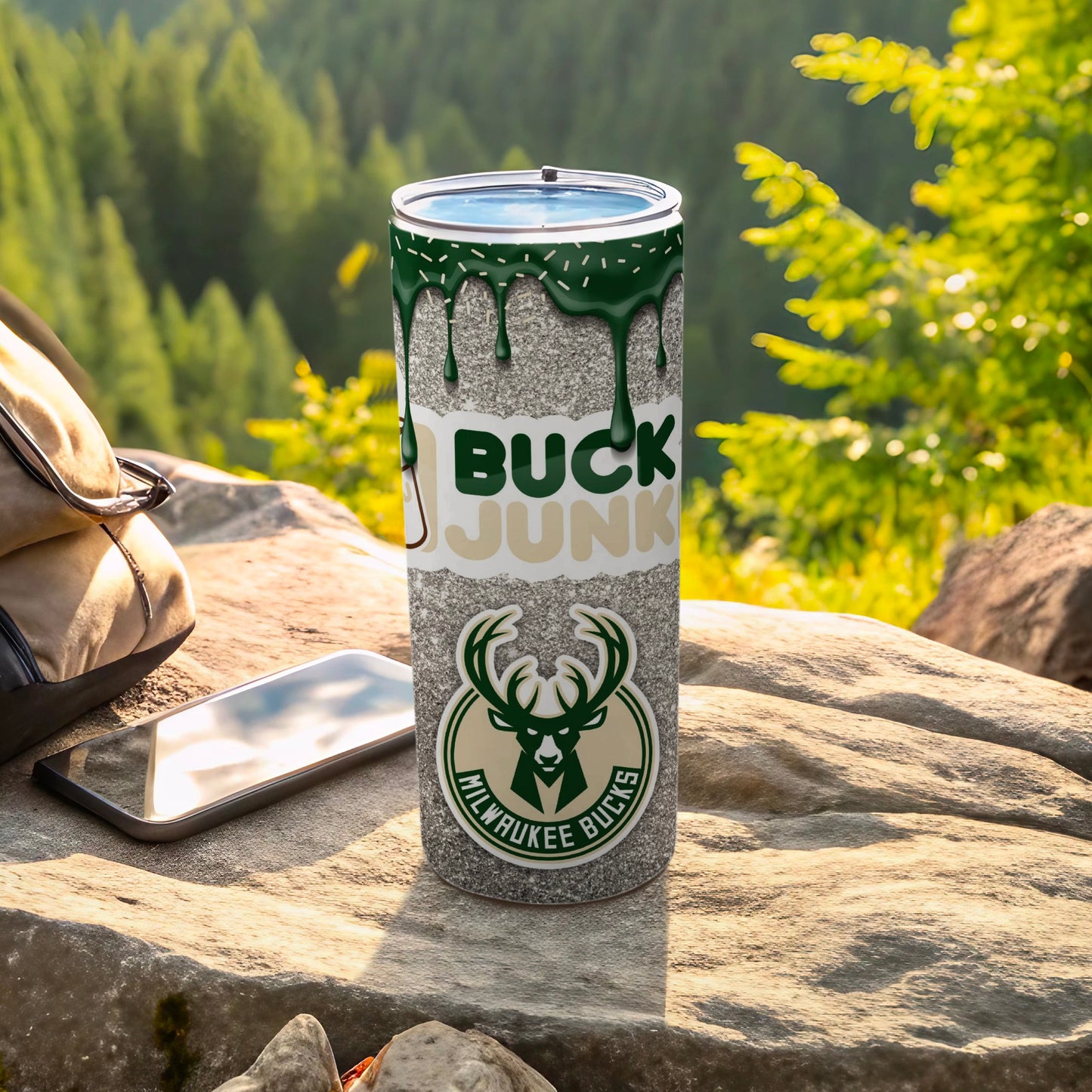Milwaukee Bucks Buck Junk Design Tumbler Cup