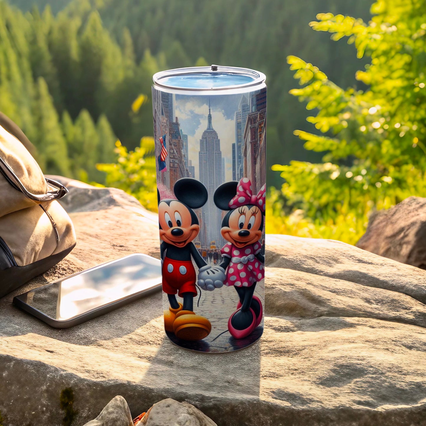 Mickey and Minnie Mouse Scenic Design Travel Tumbler