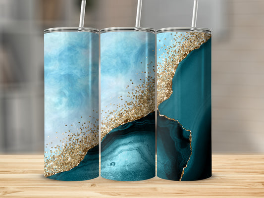 Teal Blue Agate Glitter Pattern Design product type