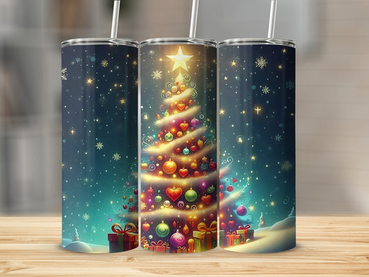Vibrant Christmas Tree and Gifts Tumbler Cup