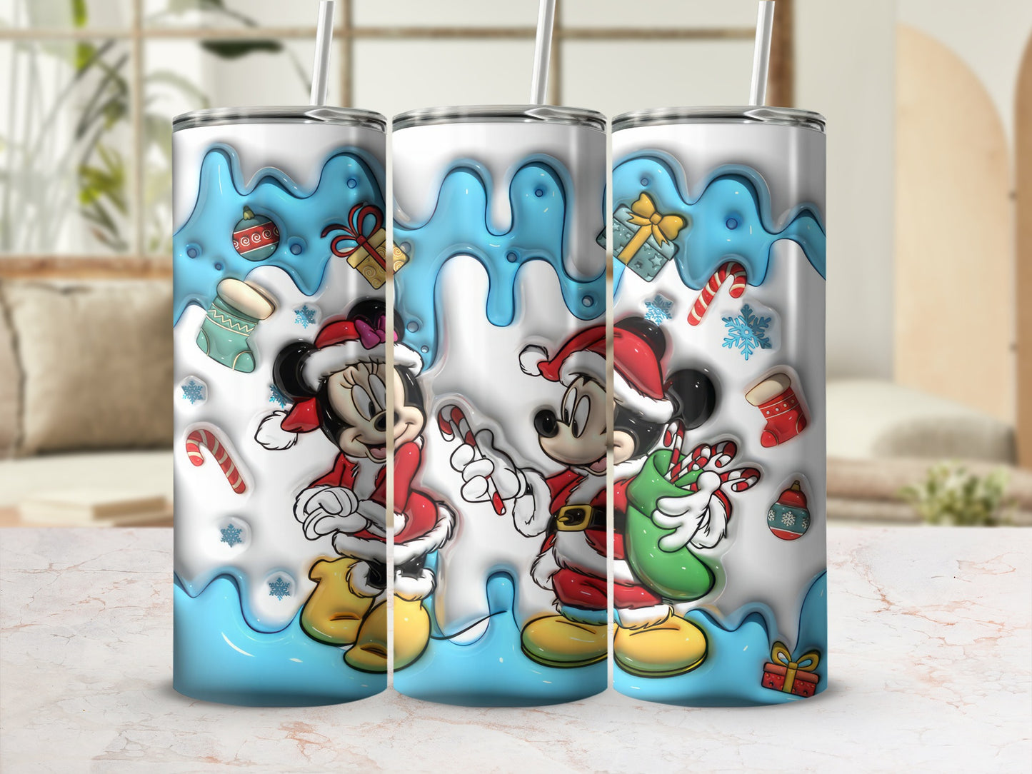 Festive Cartoon Design 20oz Tumbler with Straw