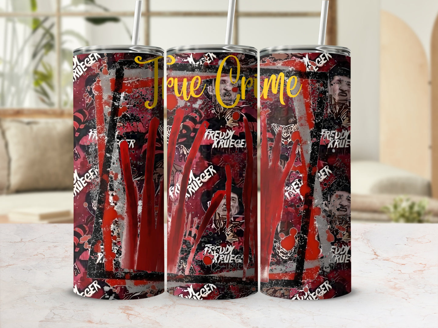 Freddy Krueger Horror Fan True Crime Tumbler