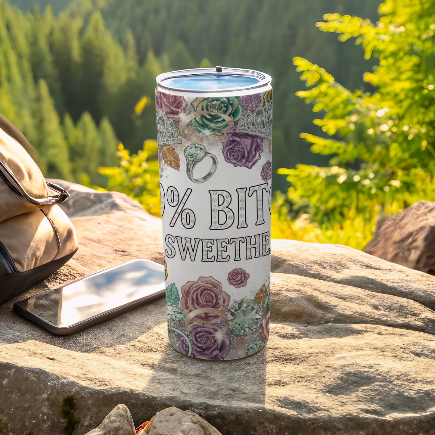 Sassy Floral Diamond Design Tall Travel Tumbler
