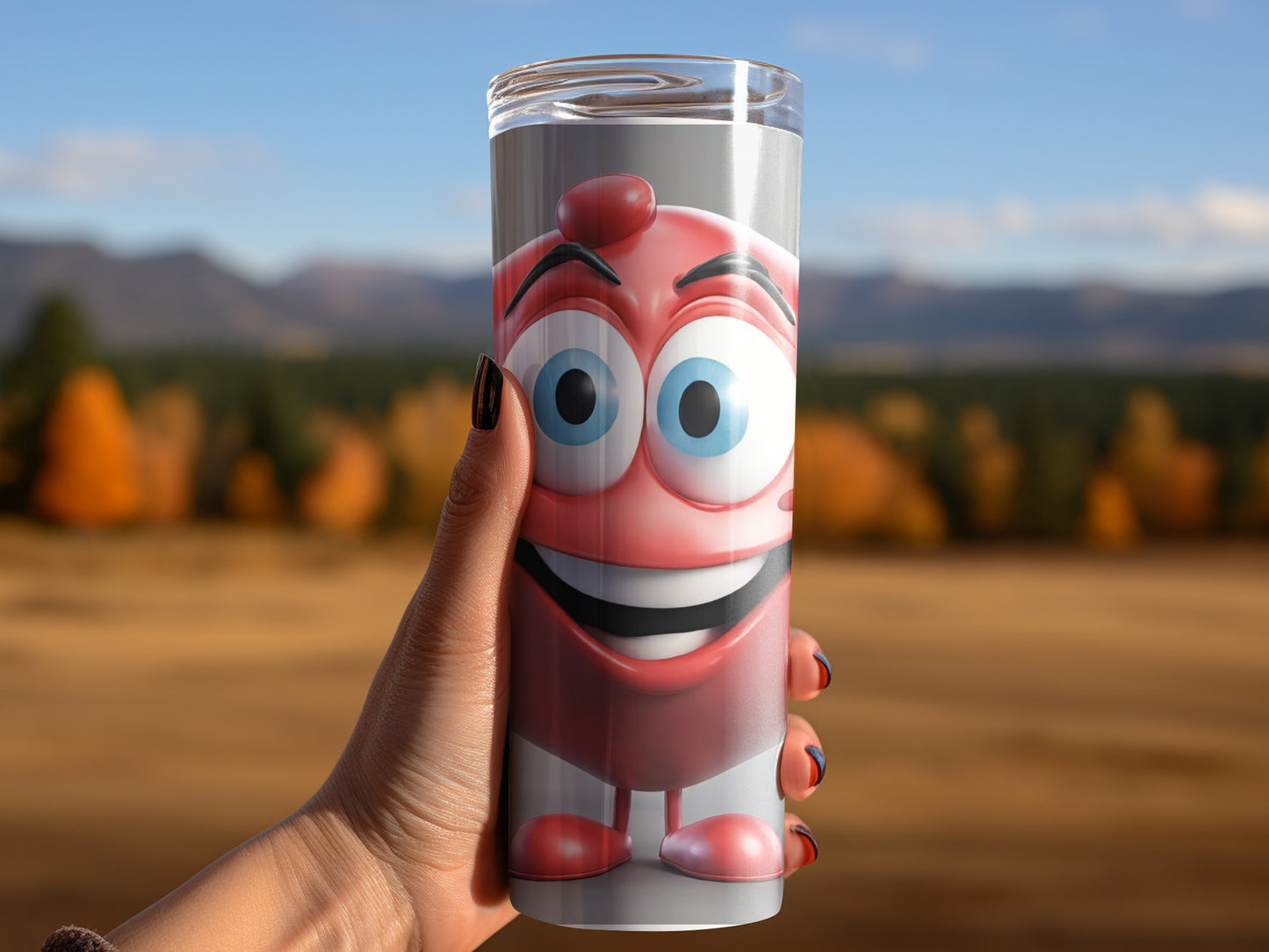 Cute Pink Cartoon Character Travel Mug for Hot Beverages
