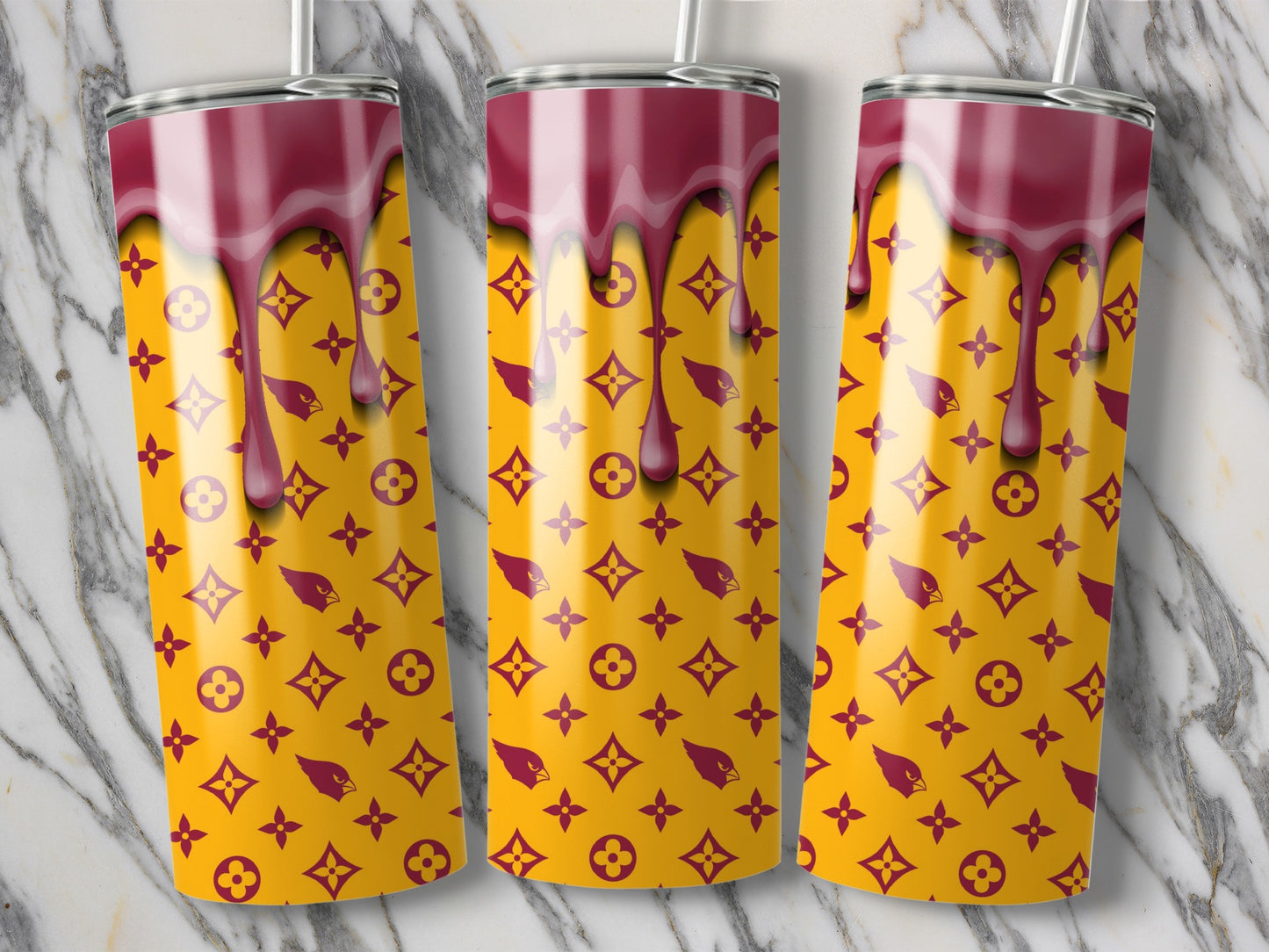 Arizona Cardinals Pattern Drips Dripping Down Style Tumblers