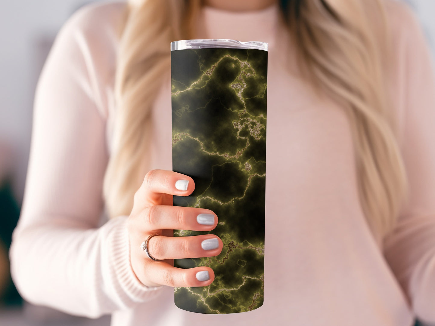 Elegant Onyx Veins and Earthy Tones Abstract Design Tumblers