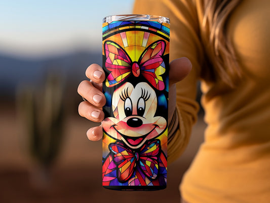 Colorful Minnie Mouse Stained Glass Art Tumbler