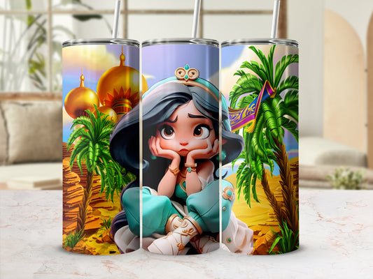 Princess and Desert Scene Illustration Tumbler