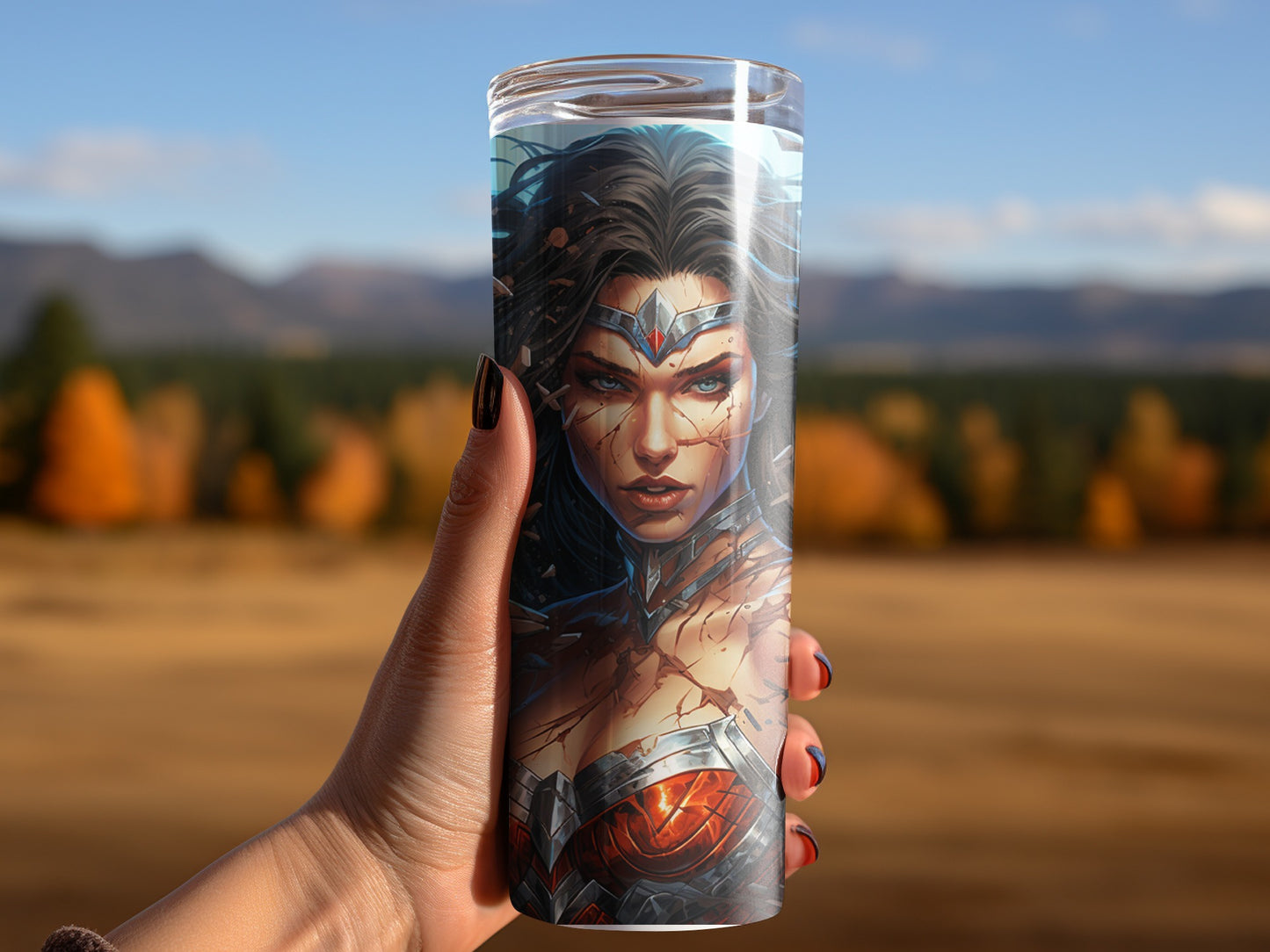 Wonder Woman Inspired Tumbler With Detailed Artwork