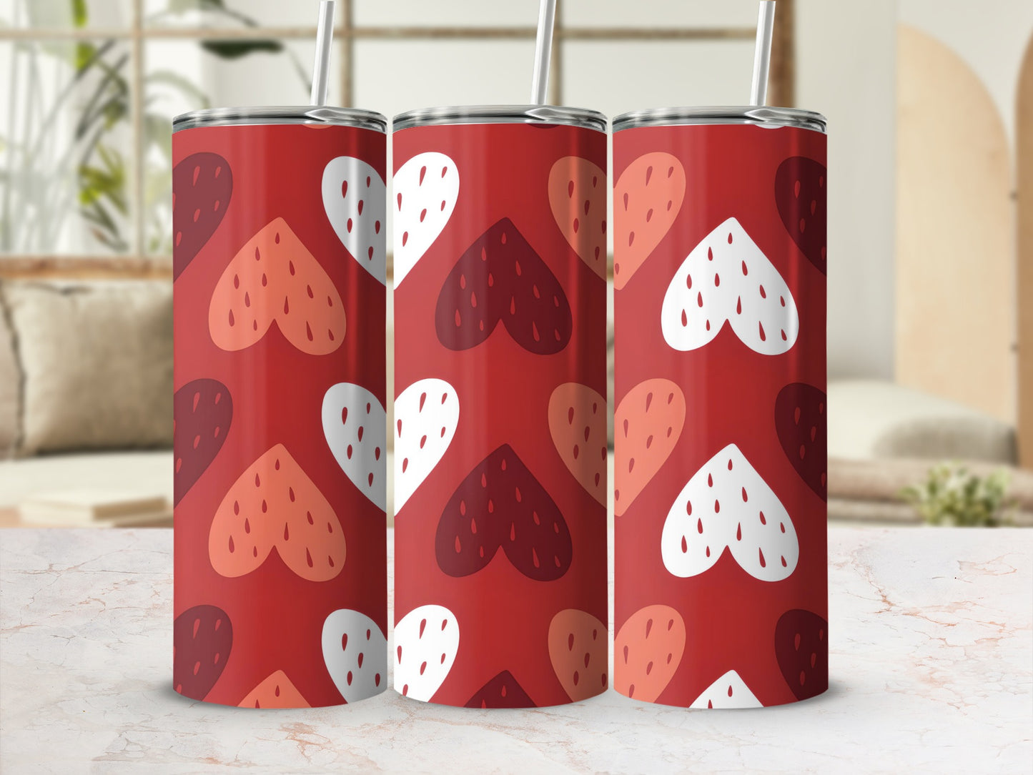 Fun Heart Patterned Tumblers for Stylish Hydration