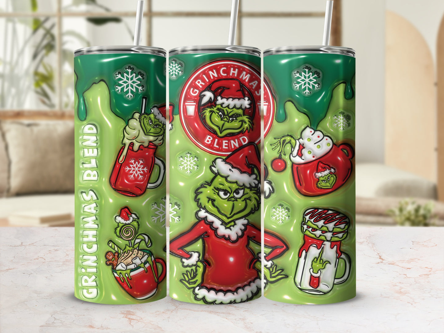 Grinchmas Blend Festive Holiday Themed Tumbler