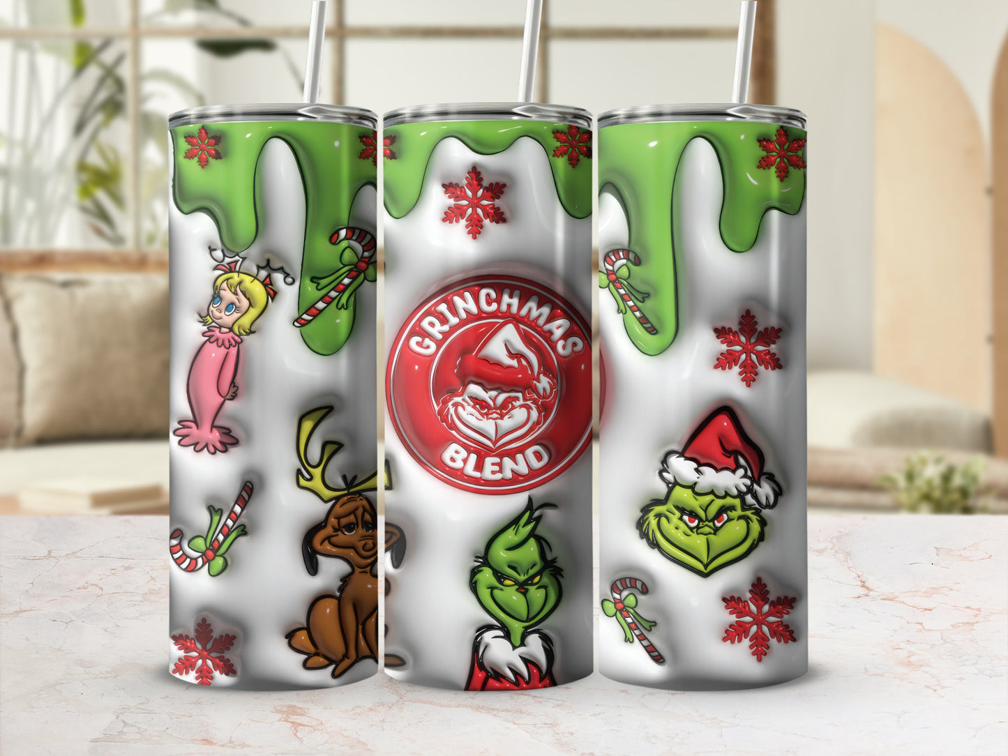 Grinchmas Blend Tumbler with Festive Holiday Characters