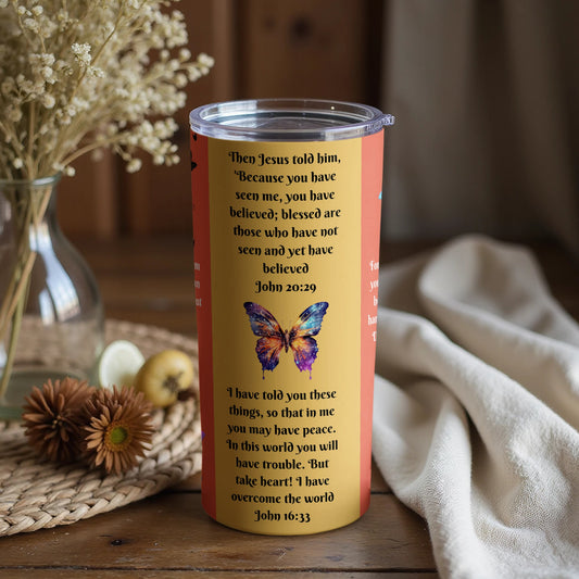 Inspirational Butterfly Design Scripture Tumbler Cup