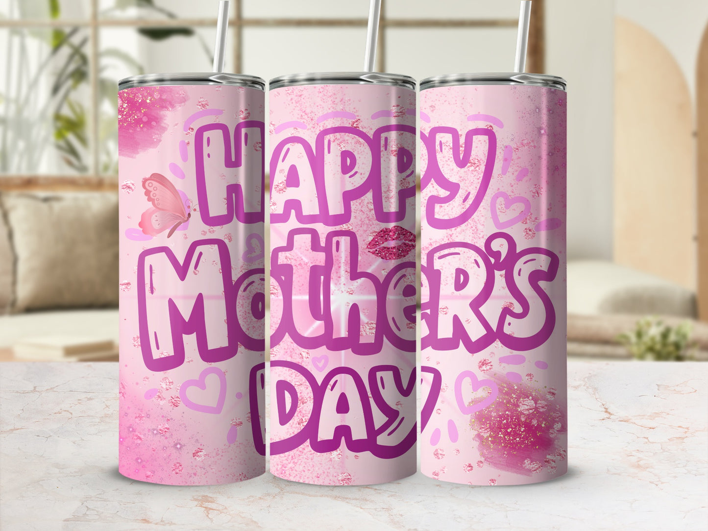 Happy Mother's Day Butterfly and Hearts Tumbler