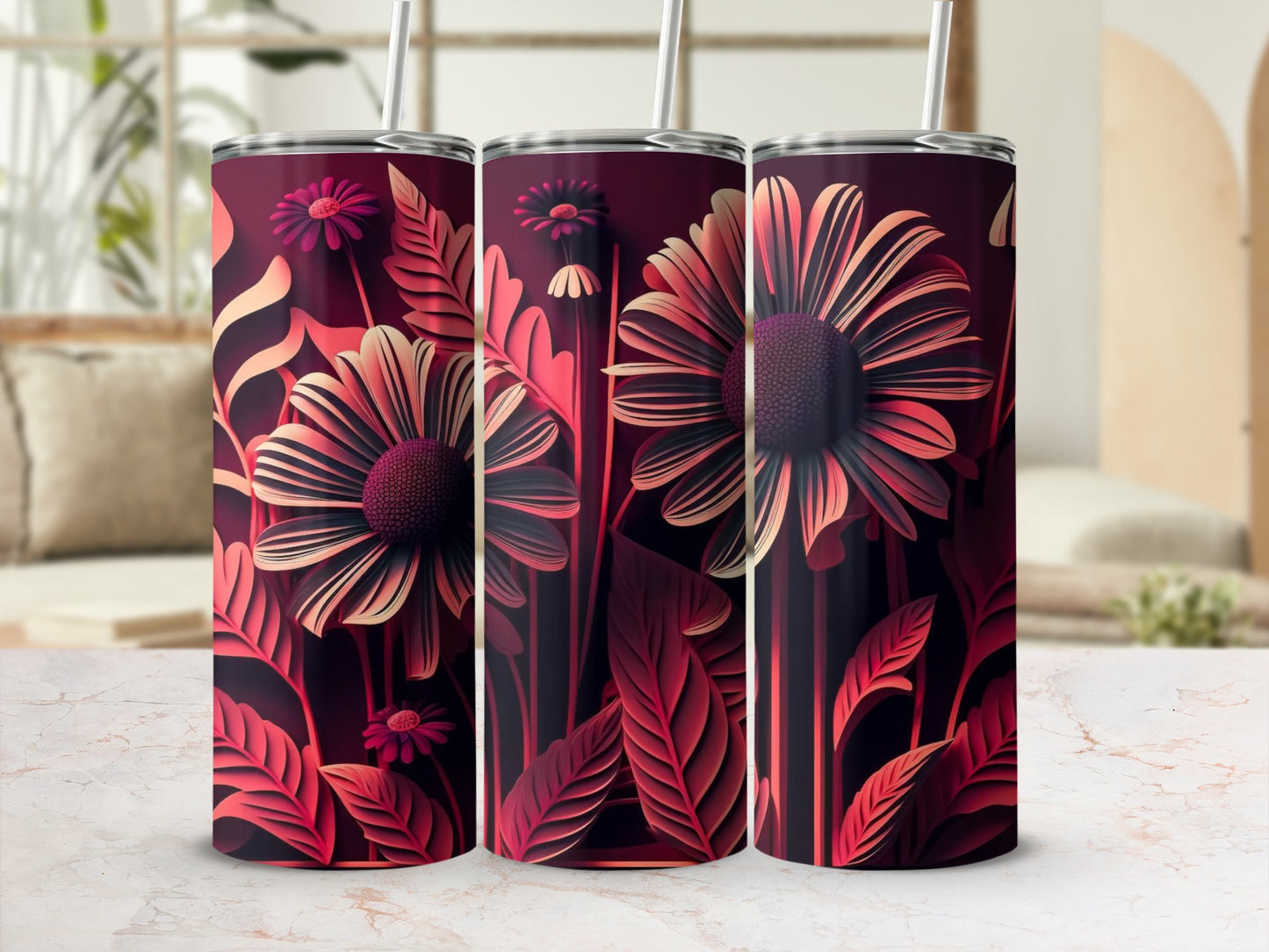 Bold Floral Patterned Tumbler for Stylish Hydration