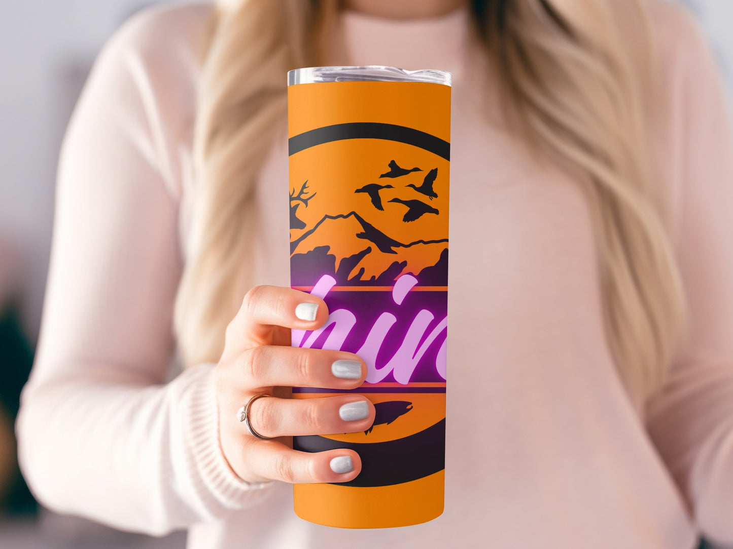 Stunning Orange and Purple Mountain Travel Tumbler