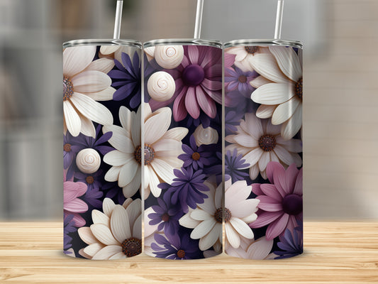 White Purple Pink Daisy Swirl Tumbler product type