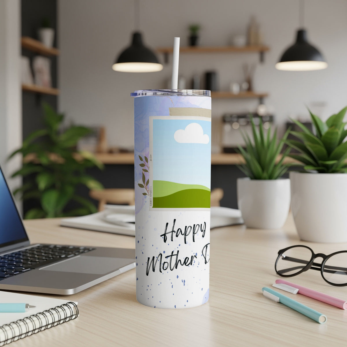 Tumbler with "Happy Mother's Day" text and a photo frame placeholder.