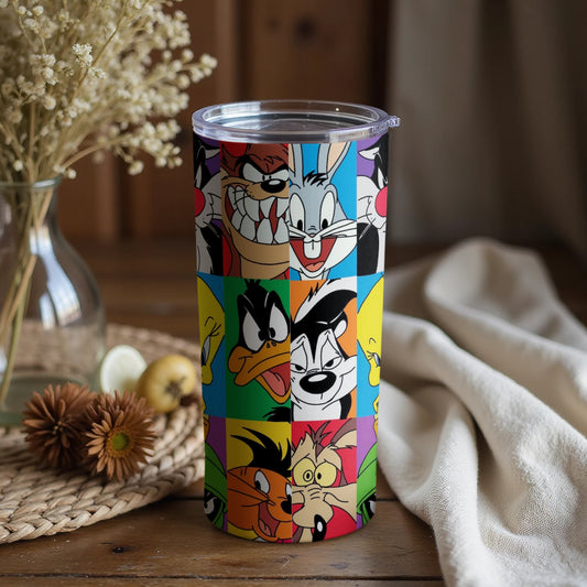 Vibrant Cartoon Characters Tumbler with Lid