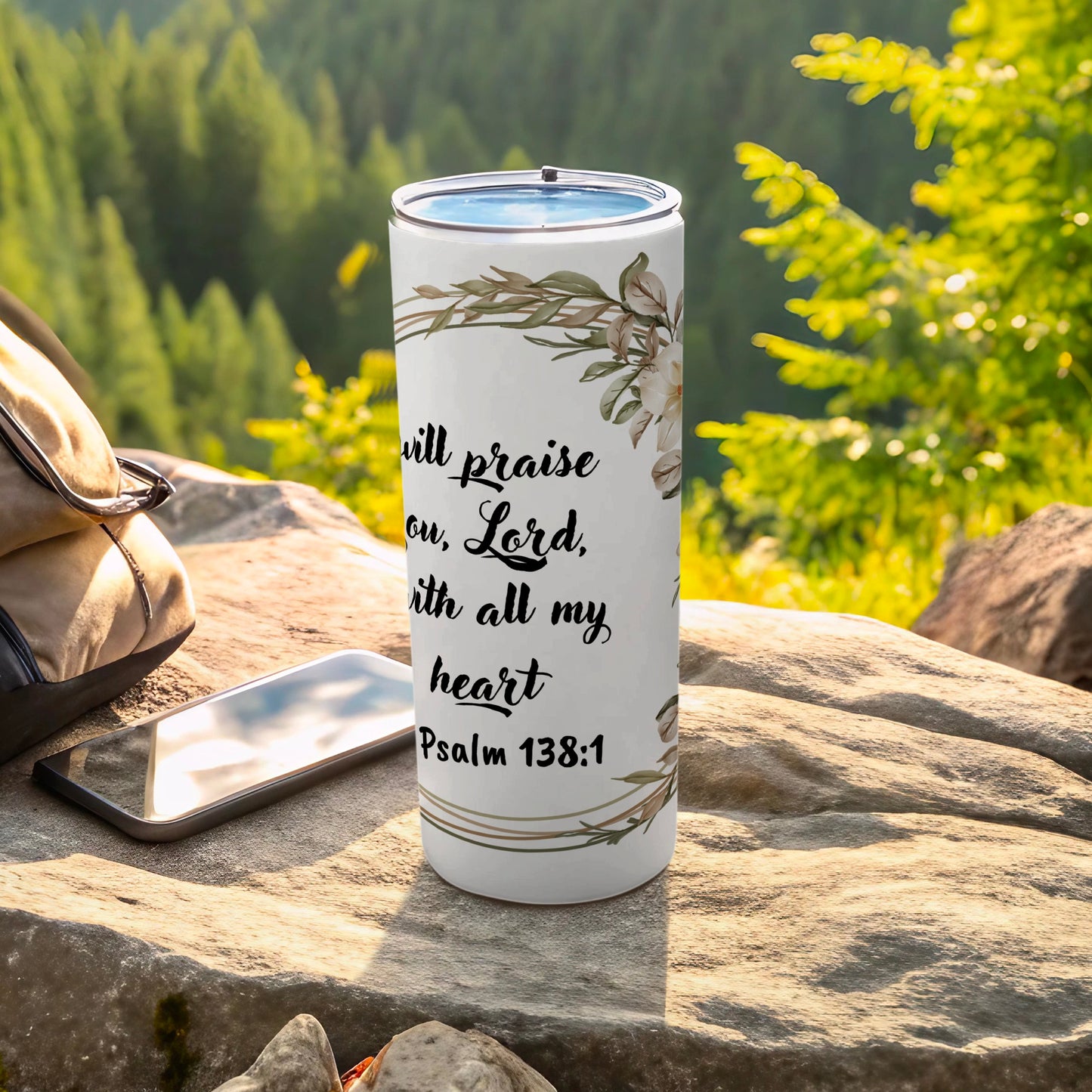 Psalm 138:1 Will Praise You Lord Travel Mug