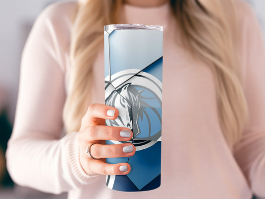 Artistic Dallas Mavericks Logo on Geometric Structure Tumblers
