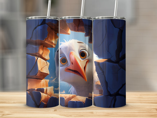 Curious Seagull Rock Opening Ocean View product type
Seagull art
Bird illustration
Rock design
Ocean view
Cute animal
Cartoon style
Animated character
Whimsical bird
Nature scene
Coastal theme
Marine bird
Peeking gaze
Unique graphic
Animal print
Sea life
Blue ocean
Orange beak
White feathers
Fun design
Creative art