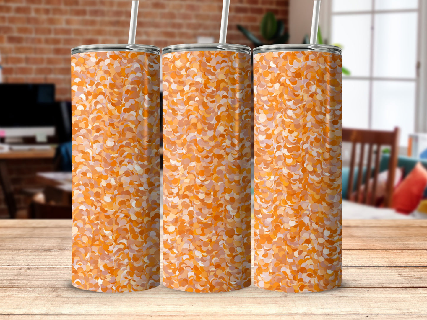 Orange Abstract Pattern Insulated Tumbler Design
