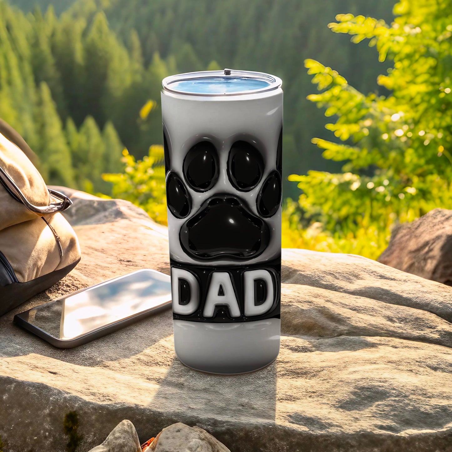 Black white paw print Dad tumbler product type