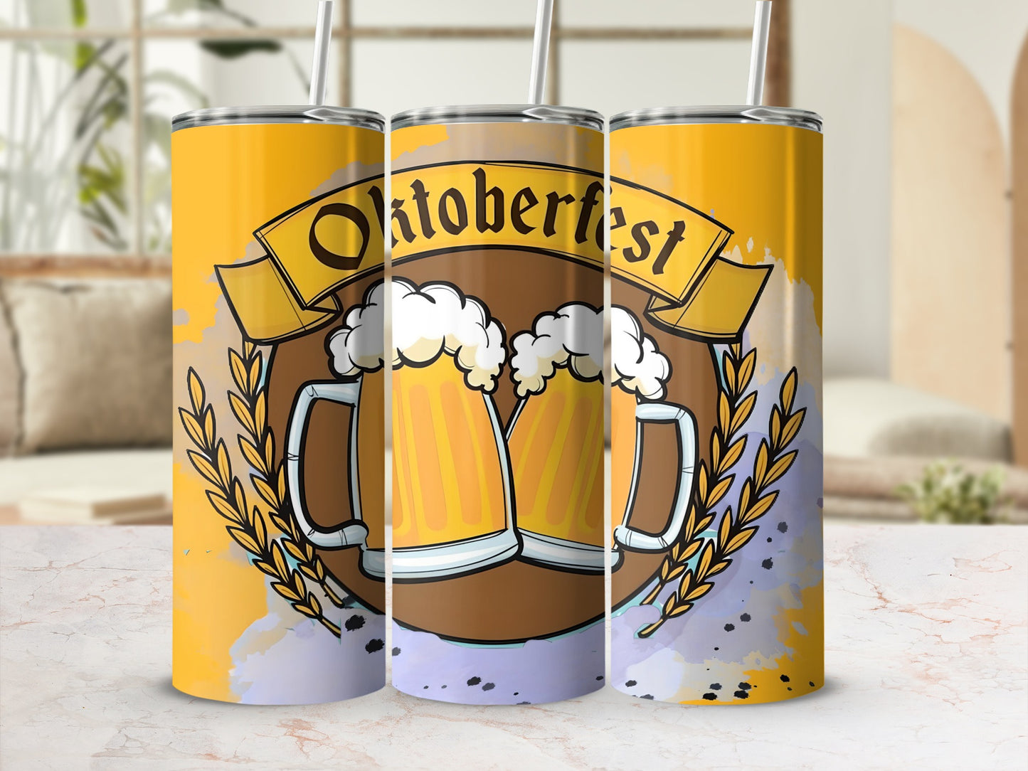 Oktoberfest Beer Mug Design Tumbler Flask
