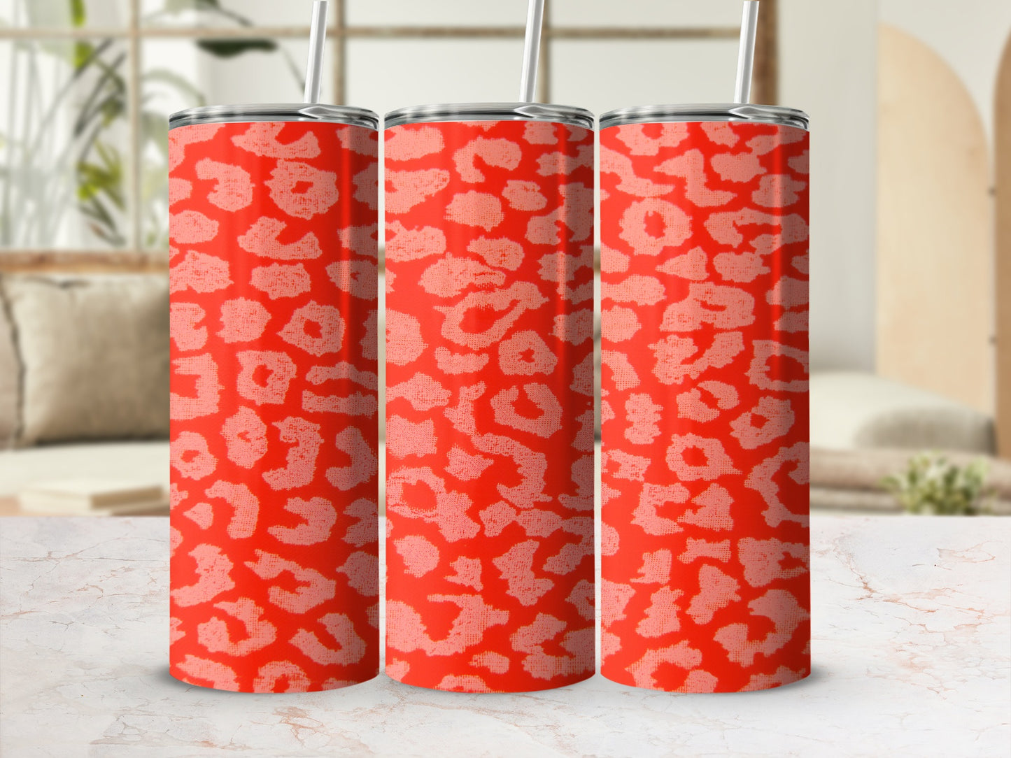 Red and Pink Leopard Print 20oz Tumbler Cup