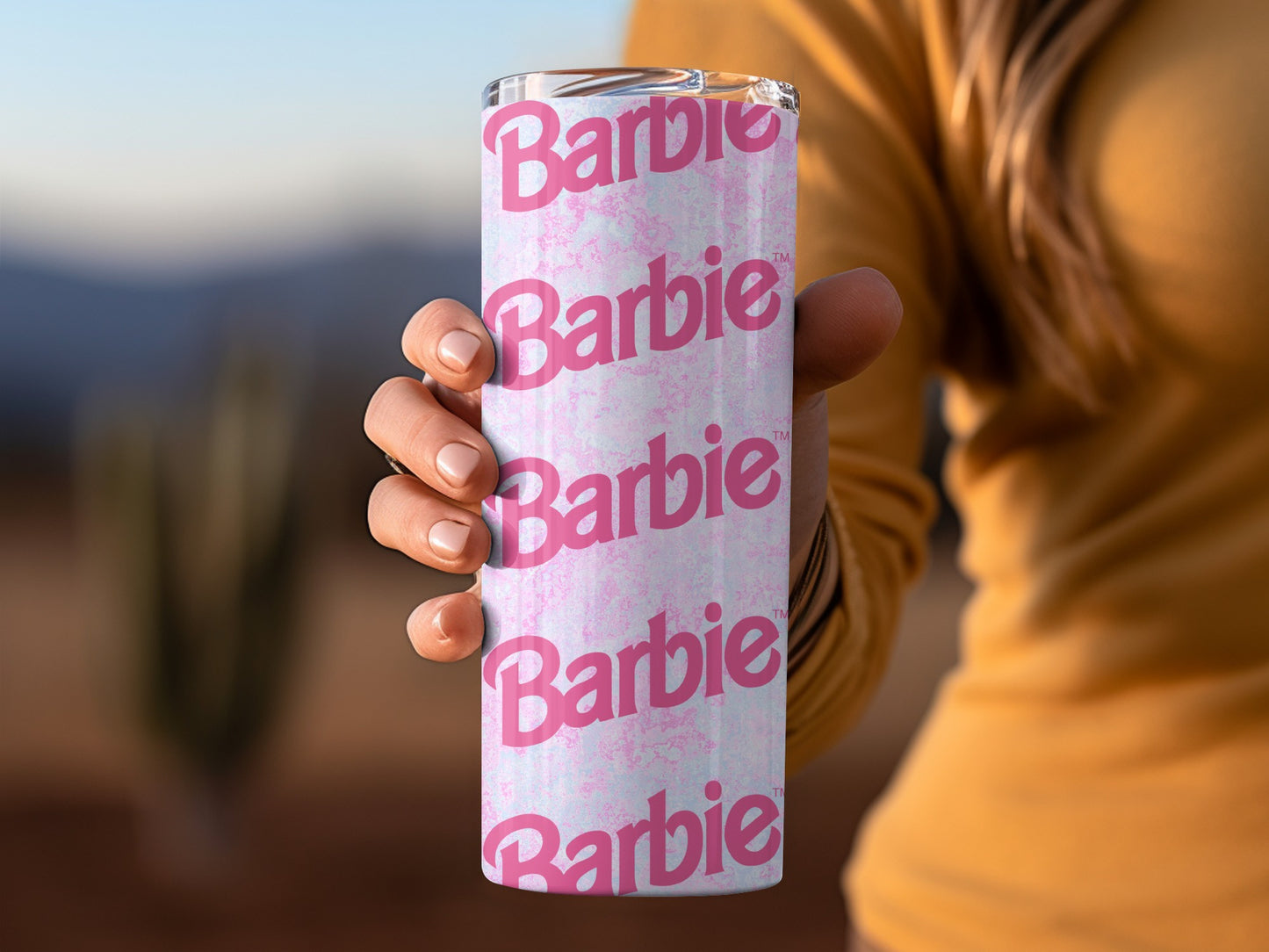 Barbie Logo Pattern Pink Pastel Background Cute Tumblers