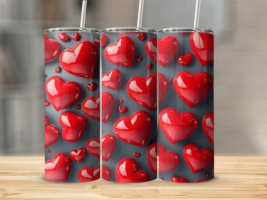 Shiny Red Hearts Dark Grey Background Pattern product type